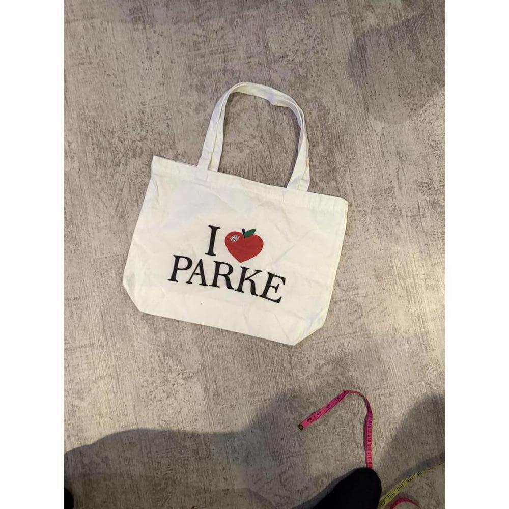 PARKE Canvas Zip Top Tote Bag with I Heart Parke Design